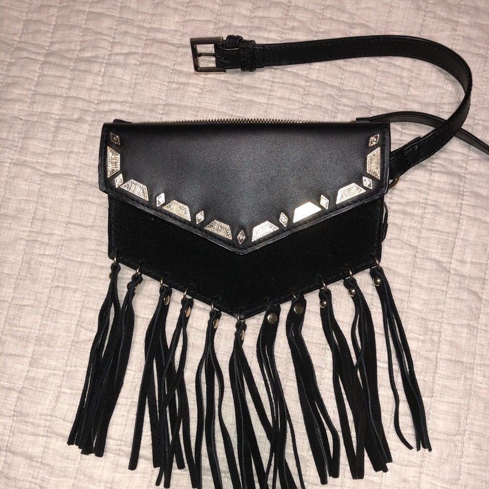 ZARA Black Fringe fanny pack NWOT